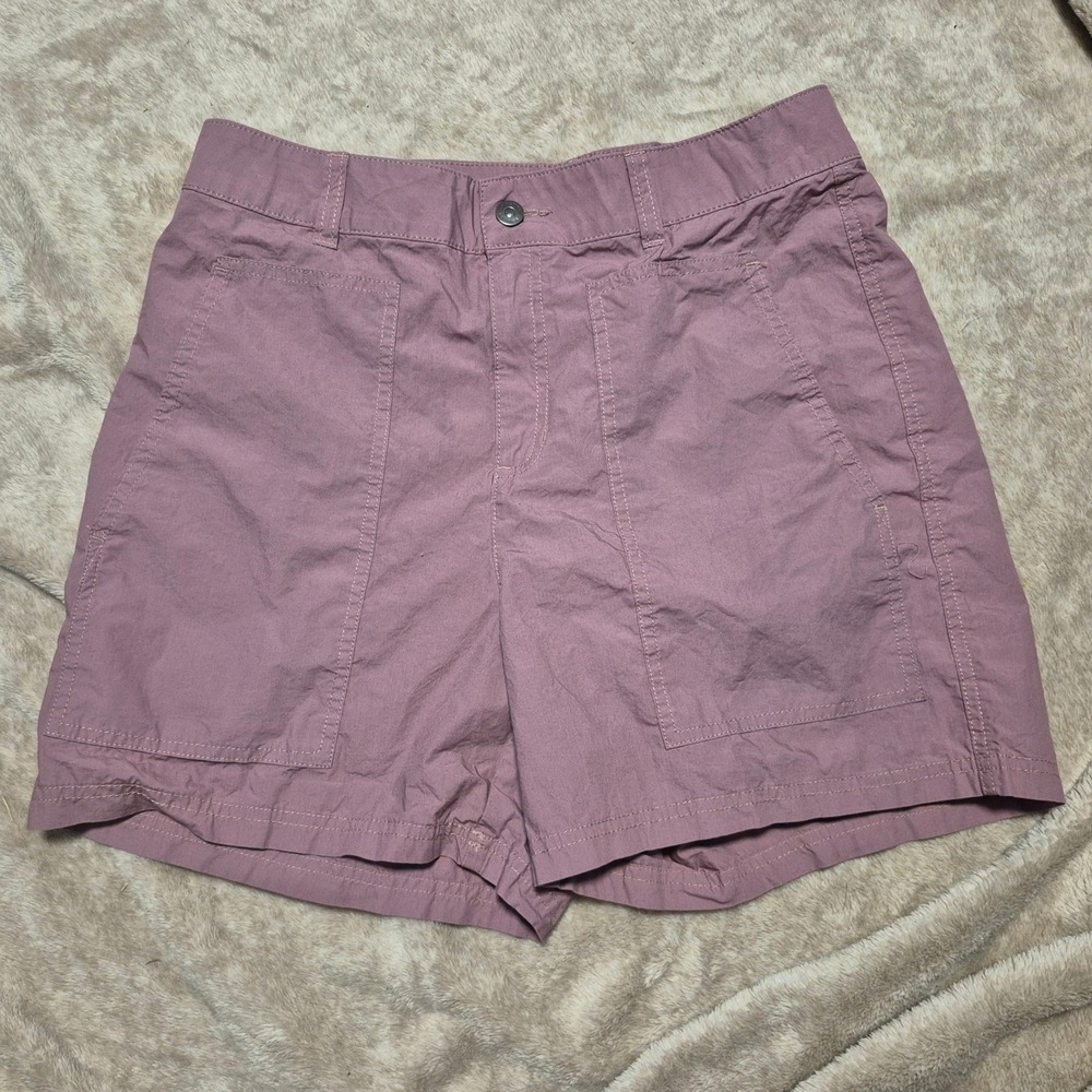 Columbia Womens Hiking Shorts Purple Mauve Nylon High Rise Outdoor Trail Size 10